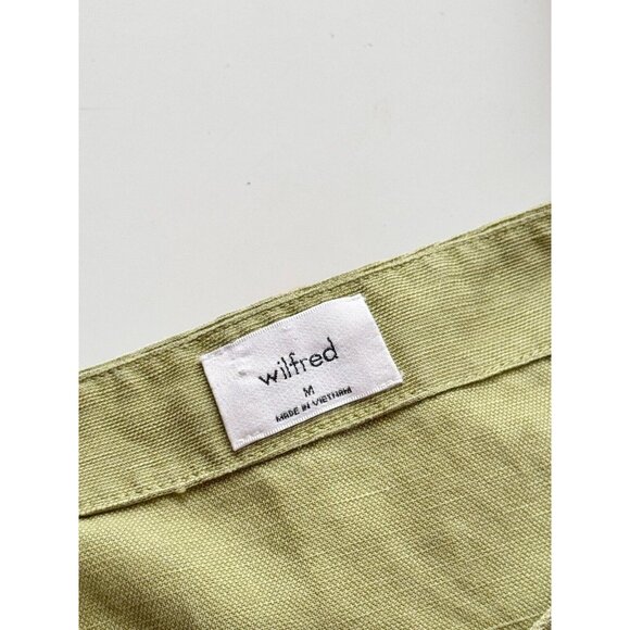 Aritzia WILFRED Janine Green Linen Blend Peplum Prairie Blouse Top, Size M - Picture 9 of 16